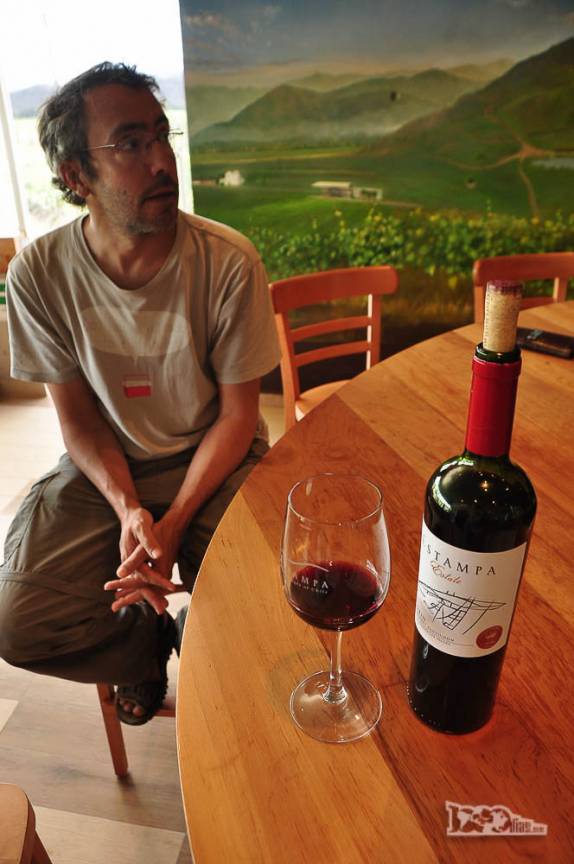 Degustando vinho na vinícola Estampa, no Valle de Colchagua, região de Santa Cruz, ao sul de Santiago, no Chile